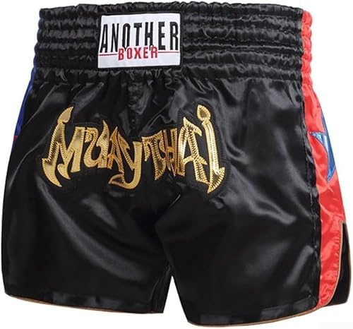 Besttoolifes Short de Muay Thai, MMA, arts martiaux, lutte, kickboxing, cage de combat, gym pour homme et femme, avec une coupe décontractée et une respirabilité (taille L, noir)