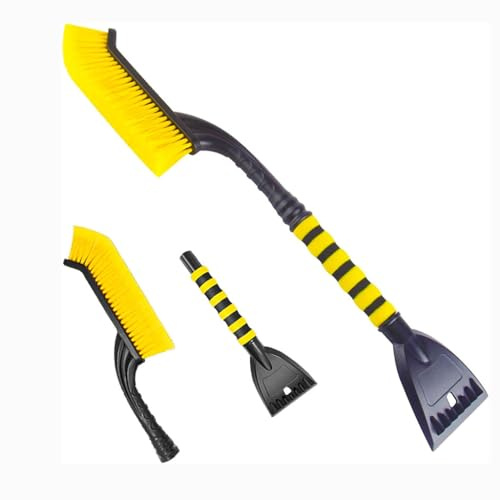 DCSNXZF Grattoir à Glace et Brosse à Neige pour Audi Q2 2017-2025, Détachable Voiture Brosse à Neige Gratte Glace et Givre Accessoire,A-Yellow