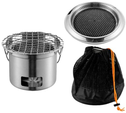 Fenteer Runder Grillgrill, Fleischsteakgrill, Ofengrill, Campinggrill für Strandfreunde, Picknick