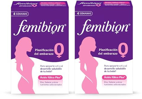Femibion 0 - Complejo de Vitaminas y Ácido Fólico para Embarazo - 28 Cápsulas - Con DHA y Metafolin - Soporte Nutricional para Mamá y Bebé (Pack de 2 unidades)