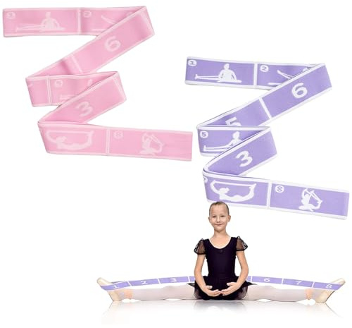 2 PCS Yoga Stretching Band, Hochelastischer Gymnastikband mit 8 verstellbaren Schlaufen für Stretching, Flexible Yoga Band für Pilates, Yoga, Gymnastik Übung