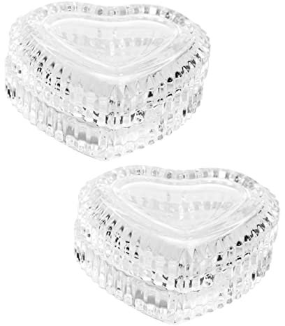 TOGEVAL 2stücke Herzform Glas Schmuckbehälter Mit Deckel Schmuck Lagerung Container Für Halsketten Ohrringe Armbänder Transparente Schmuckschatulle Für Zuhause Schlafzimmer Wohnzimmer
