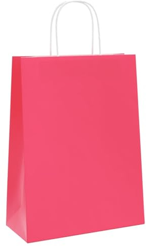 vidaXL Papiertragetaschen 250 Stk., Papiertüten mit Henkeln, Kraftpapiertüten, Geschenktüten für Einkaufen Hochzeiten Verpackungen Partys Geburtstag Weihnachten, Rosa 26x12x35cm