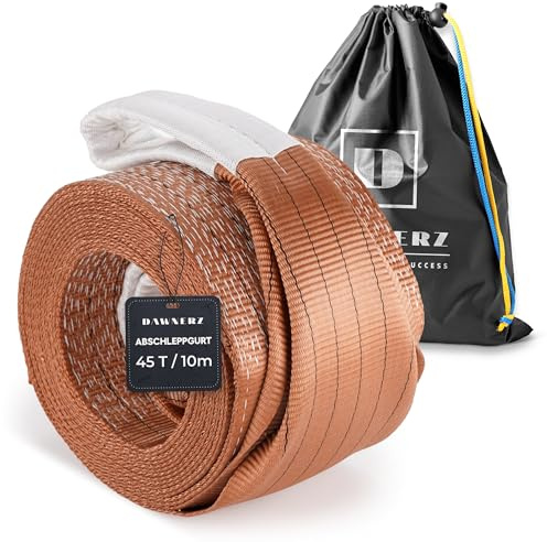 Dawnerz Corde de remorquage d'urgence 45 tonnes, 10 m, avec boucles triple renforcées, corde de remorquage tout-terrain, haute performance, pour camions et camions à réservoir