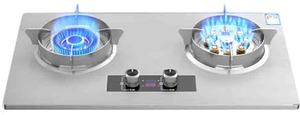 Cuisinière À Gaz 2 Brûleurs, Support De Casserole En Cuivre Moulé En Acier Inoxydable, Cuisinière De Conversion NG/GPL, Avec Protection Contre L'extinction Et Minuterie, For Camping-car À Domicile(NG)