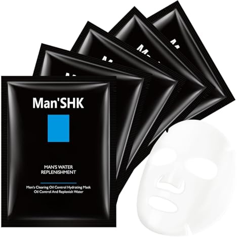 5 PCS Mens Face Mask Set, Face Masks Skincare, Hydrating & Moisturizing Sheet Masks, Face Mask Men for Cleasing & Oil Controlling, Skincare Gift Set for Men, Suitable for All Skin Types