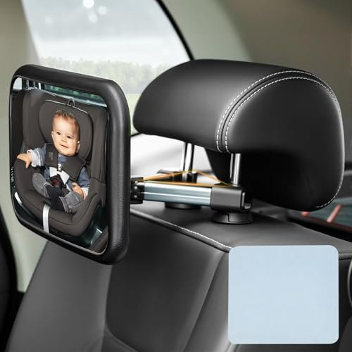 BBWELL Spiegel Auto Baby Rückbank,Bruchsicher Autospiegel Baby Rücksitz,Stabilisieren Haken Clip,175°Konvexspiegel Autospiegel,360°Drehbar für Einfache Anpassung,Rücksitzspiegel
