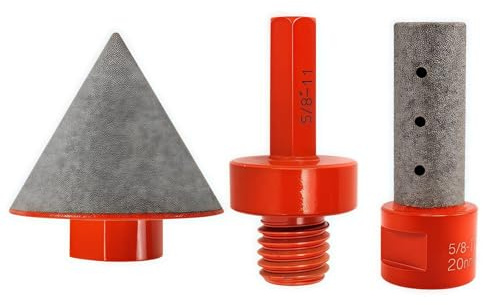 3 PCS Kit Professional Diamond Chamfering Set, Tile Cone Grinder Bit with 5/8-11 Drill Adapter, Countersink Drill Bits Set, Tile Drill Bits, Diamond Core Hole Saw Drill Kit for Glass Ceramic
