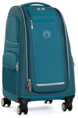 WOW people Kinder-Schranktrolley – Koffer mit Einlegeböden, Rollen & Teleskopgriff – mobiler Kleiderschrank für Kinder – 50L Trolley für Reisen, Urlaub & Übernachtungen (Petrol)