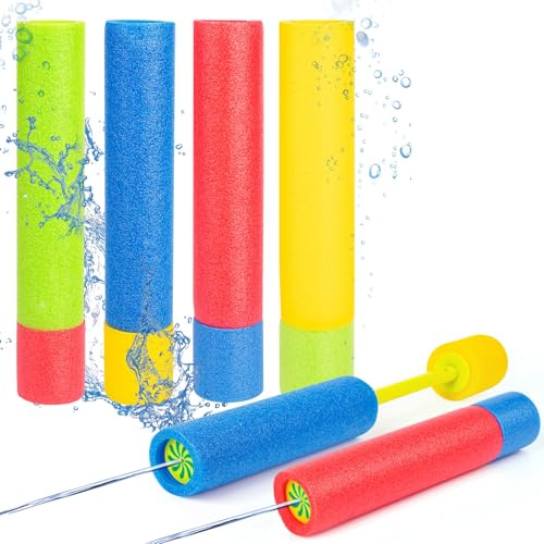 Foam Water Blaster 4PCS, Colorful Water Pistols for Kids Toddlers, Super Soaker Foam Guns for Kids & Adults, Outdoor Pool, Beach & Garden Summer Toys (Multicolor-4pcs, 30 * 5cm)