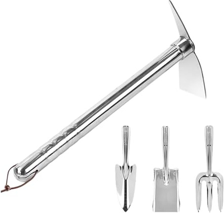 Outils De Jardinage - Pelle À Légumes en Acier Inoxydable,Set Multifonction 4 Pièces pour Potager Balcon Pelouse – Désherbage Aération Sol Arrière-Cour Jardin