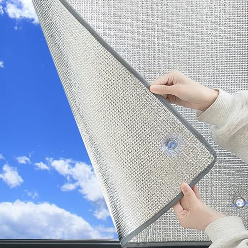 Sonnenschutzfolie Hitzeschutzfolie Fensterfolie Uv Schutzfolie Sonnenfolie Verdunkelungsfolie Wärmeschutzfolie Sonnenschutz Hitzeschutz mit Saugnäpfen für Fenster Dachfenster Innen Außen(Gray,60x90 cm