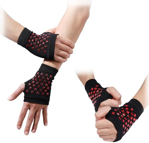 MILAKOO Punk Nieten Handschuhe Damen Fingerlose Gothic Rock Nietenhandschuhe für Hip Hop Halloween Cosplay Karneval Kostüm