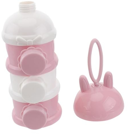 Alasum Boîte Lait Poudre Portable Compartiments Capacité Doseur Formule Étanche Rose