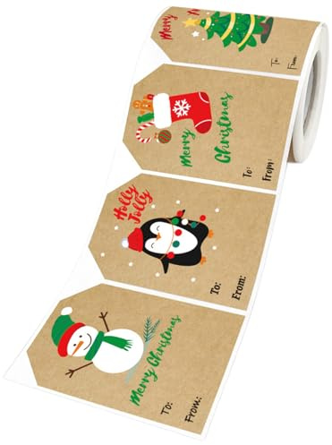 Jul namnskyltar – julklappsetiketter, 250 självhäftande dekorativa klistermärken, firande och säsongsbetonad presentdekoration | festliga klistermärken för boxkuvert-paket födelsedagsfest