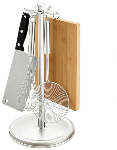 Porta utensili rotante | con 8 ganci - Porta posate con piano girevole a 360 gradi - Supporto per utensili da cucina - per casa, ristorante, fattoria, ufficio, cassetto