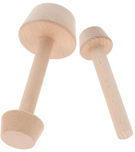SHINEOFI Moldes para Tartaletas de Huevo de Madera Doble Cara 2 Piezas, Molde Grande y Pequeño para Repostería Casera, Utensilios para Hornear Tartas y Mini Muffins, Herramienta Versátil