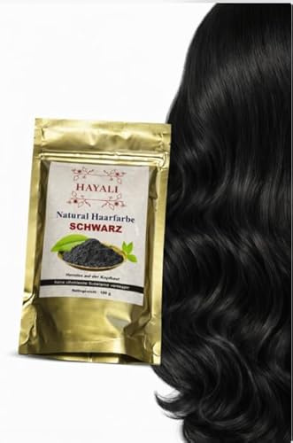 Hayali Natural hårfärg. Henna hårtoning, 100g, Kemifri hårfärg, Grått hårtäckande. Anti-aging. Organisk. Vegan. حناء (Svart)