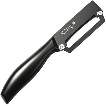 FIGCY Pelador de Verduras de Acero Revestido de Titanio Negro, Pelador de Frutas de Acero Inoxidable 3CR13 con Mango Antideslizante para Manzanas, Patatas y Zanahorias