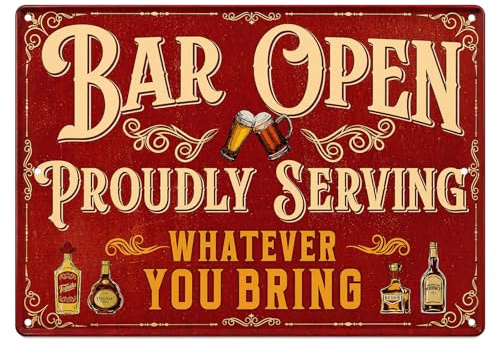 Vintage Metal Bar Signs for Home Pub and Man Cave, Funny Outdoor Garden Accessories, Retro Wall Art Plaques for Indoor Decor, Personalised Beer Gifts for Men, 20x30 cm