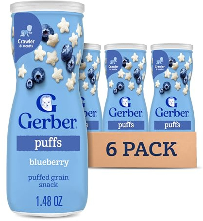 Gerber Baby Snacks Puffs, Blueberry, 1.48 Ounce (Pack of 6)