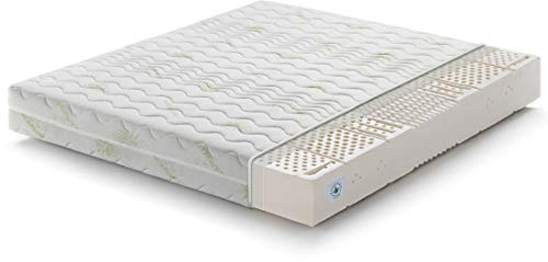 Marcapiuma - Doppelmatratze Sevenlife 18 Latexmatratze 160x200 cm Höhe 18 cm H2 Mittel/Weich Orthopädische Ergonomische Latex Matratze waschbar Gegen Milbe Aloe Vera Bezug EuroLatex Made in Italy