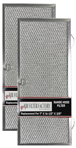 Air Filter Factory 7 X 16-1/2 X 3/8 Inches Range Hood Aluminum Grease Filters 2-Pack