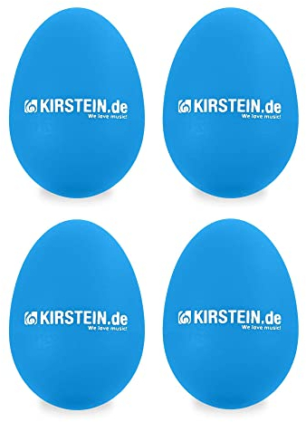 4x Kirstein ES-10B Egg Shaker (Medium Version, Schüttelei, Percussion, Rassel, robuste Kunststoff-Hülle, durchsetzungsfähiger Klang) blau