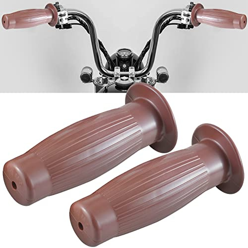 KATUR Motorrad lenkergriffe 22mm 7/8 '' 24mm Rutschfester Gummi Open End Thruster Grip Motorrad Griffe Griffgriffe Braun für Harley Honda Yamaha Kawasaki Suzuki