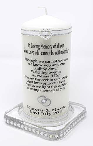 Personalised Wedding absence candle in loving memory of those who cannot be with you on your special day