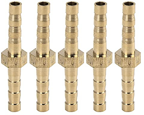 sourcing map Raccord Droit 4mm Raccord Cannelé Laiton Connecteur Adaptateur Tuyau Rallonge Air Eau Huile 5pcs