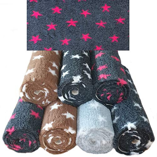 PnH Veterinary Bedding ® Tapis pour chien antidérapant en polaire avec envers en caoutchouc Motif étoiles