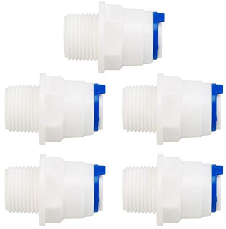 sourcing map Rápida Conexión Agua Purificador Tubo Montajes Empuje Conector Agua Manguera Junta para RO Inverso Ósmosis Sistema 5uds Recto, 3/8 BSP macho -3/8 Tubo OD