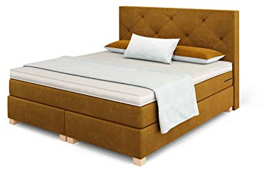 Betten Jumbo Prince Boxspringbett 180x200 cm mit 7-Zonen TFK Härtegrad H3 und 10 cm V2-Topper | Farbe Coffee-Braun | div. Größen verfügbar