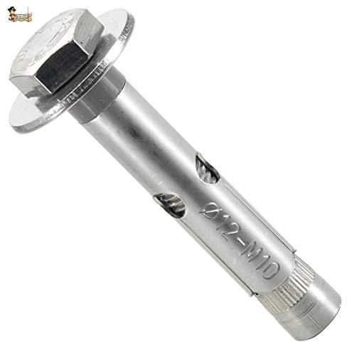 BricoLoco Taco anclaje metálico acero inoxidable A-2 AISI 304 de expansión con tornillo hexagonal. Para pared, techo, suelo, trx, toldo... (25, 8x60 (para broca 10 mm.))