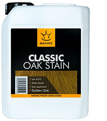 Manns Classic Oak Stain 5L - White - Water-Based Wood Stain for Interior Hardwood