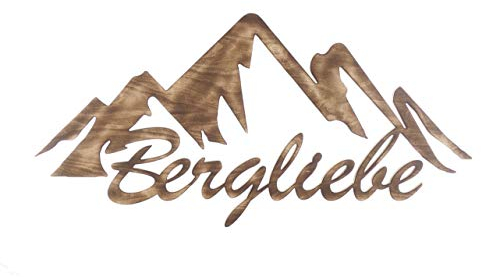 Bergliebe Wandbild Schriftzug groß 3D-Deko geflammt natur Holz Dekoartikel 110 x 54 cm Pohmer Design
