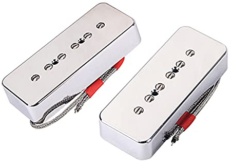 LAMSAM P90 Tonabnehmer-Set, Single Coil Neck Bridge PUP Loaded Alnico 5 Bar Magnete, High Output Single-Coil P/U für 6-saitige E-Gitarre mit P90 Größe Pickup-Konfiguration, Chrom