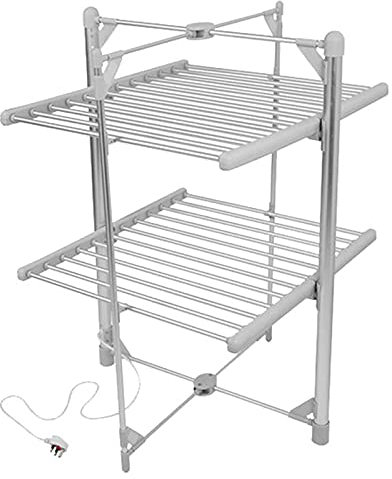WPHH Portasciugamani Elettrico Radiatore Scaldasalviette Elettrico Pieghevole Portatile A 2 Livelli, Asciugatrice da Terra in Alluminio per Uso Domestico, Argento