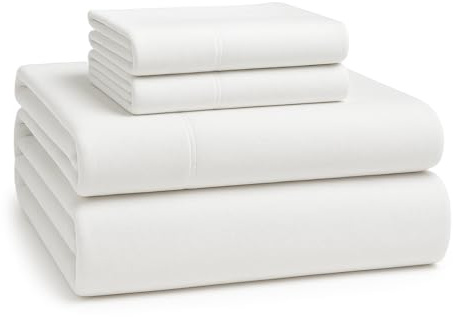 LANE LINEN 100% Cotton Flannel Sheets Set - White Flannel Sheets Queen Size, 4-Piece Bed Sheets - Lightweight Bedding, Brushed for Extra Softness,Breathable, 15 Deep Pocket (Fits Upto 17 Mattress)