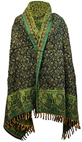 Tibet Schal mit Blumenmuster, reine Yakwolle, Dekoration, Unisex, übergroß, doppelseitig, luxuriös, Blau