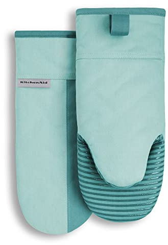 KitchenAid Beacon zweifarbiger Ofenhandschuh, 2er-Pack, 14,6 x 33 cm, Aqua Sky