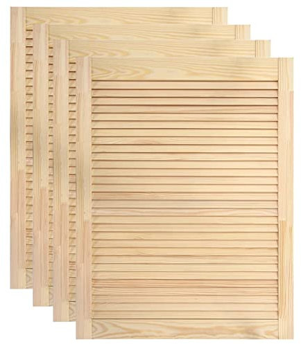 Puertas de madera para muebles, diseño de lamas ventiladas, modelo 69 x 49,4 cm, madera de pino maciza natural, panel decorativo para armarios cocina baño zapateros estanterías