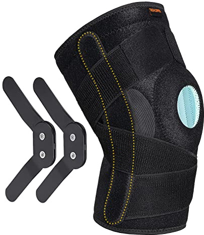 Thx4COPPER Ginocchiera incernierata compressione-Patella aperta regolabile con cinghie e stabilizzatori laterali-Supporto ginocchio per protezione e sollievo dal dolore ACL,MCL, artrite, tendinite-M