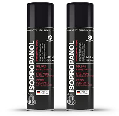 2 Octopus Isopropanol-Sprays à 500 ml, IPA-Reinigungsalkohol | Vorratspackung für Werkstatt, Elektronik und technische Reinigung, zum Entfetten und rückstandsarmen Säubern