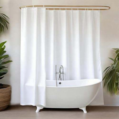 YISURE Tenda da doccia 240x200 Bianco Antimuffa, Tenda doccia in tessuto poliestere con magnete idrorepellente lavabile in lavatrice, Extra Larghezza 240 x Altezza 200cm