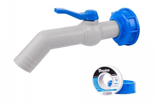 s60x6 (2) ibc tank outlet adaptor with 18cm extender long reach tap+ FREE PTFE TAPE,long spout makes for easier filling of containers