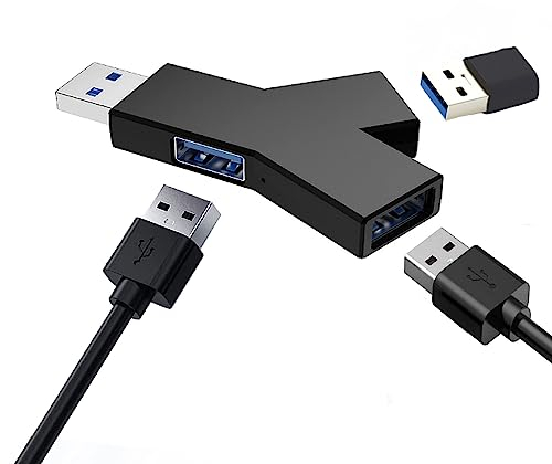 iJiGui 3-Porta Splitter Hub (2 USB 2.0 + 1 USB 3.0), Hub USB, Mini Portatile con USB 3.0 per Windows XP/Vista/7/8/10, Compatibili Adattatore USB per PC e Laptop(Nero)