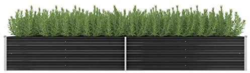 BULANED Garten-Hochbeet, Pflanzkübel, Kräuterbeet, Hochbeete-kit, Schneckenzaun, Pflanztrog, Pflanzgefäße, Pflanzfolie Für Hochbeet,Teichbecken, Anthrazit 320 x 80 x 45 cm Verzinkter Stahl