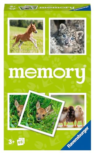 Ravensburger 22458 – Tierbaby Memory®, Le Jeu Classique pour Les Fans d'animaux, Jeu de mémoire pour 2 à 6 Joueurs à partir de 3 Ans